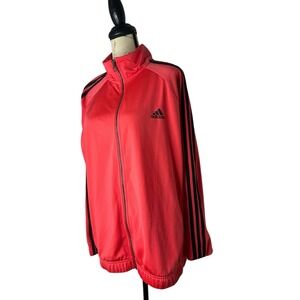 Adidas Coral Three Stripe Mock Neck Fleece Lined Long Sleeve Full Zip Jacket 2XL